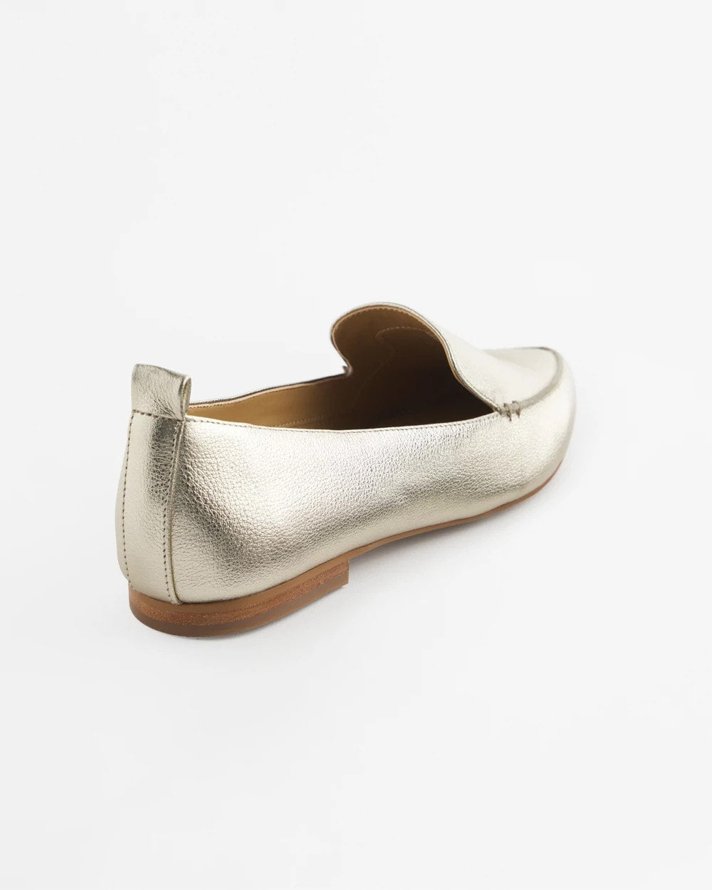 Chico's Gold Metallic Leather Loafer Gold
