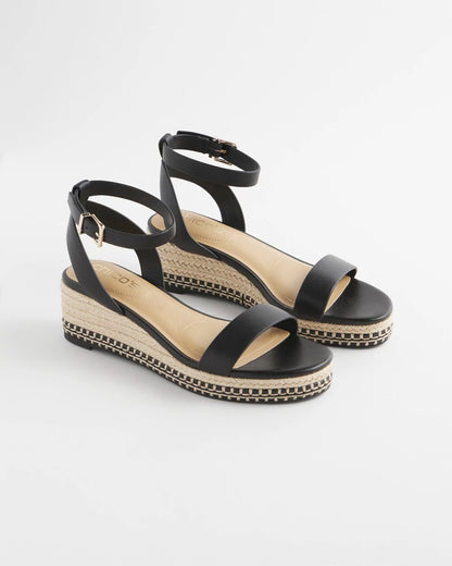 Chico's Brielle Espadrille Wedge Sandals Black