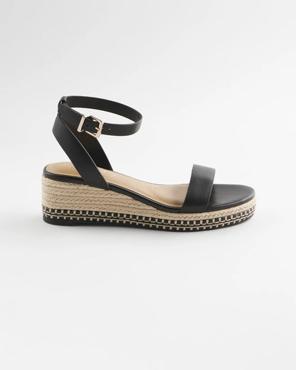 Chico's Brielle Espadrille Wedge Sandals Black