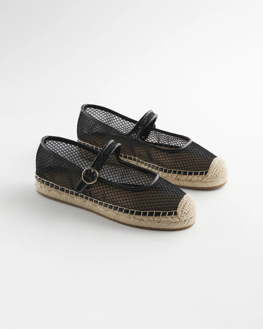Chico's Eliana Mesh Mary Jane Espadrille Black