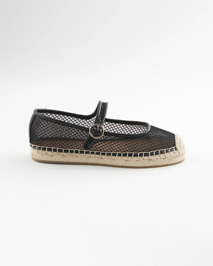 Chico's Eliana Mesh Mary Jane Espadrille Black