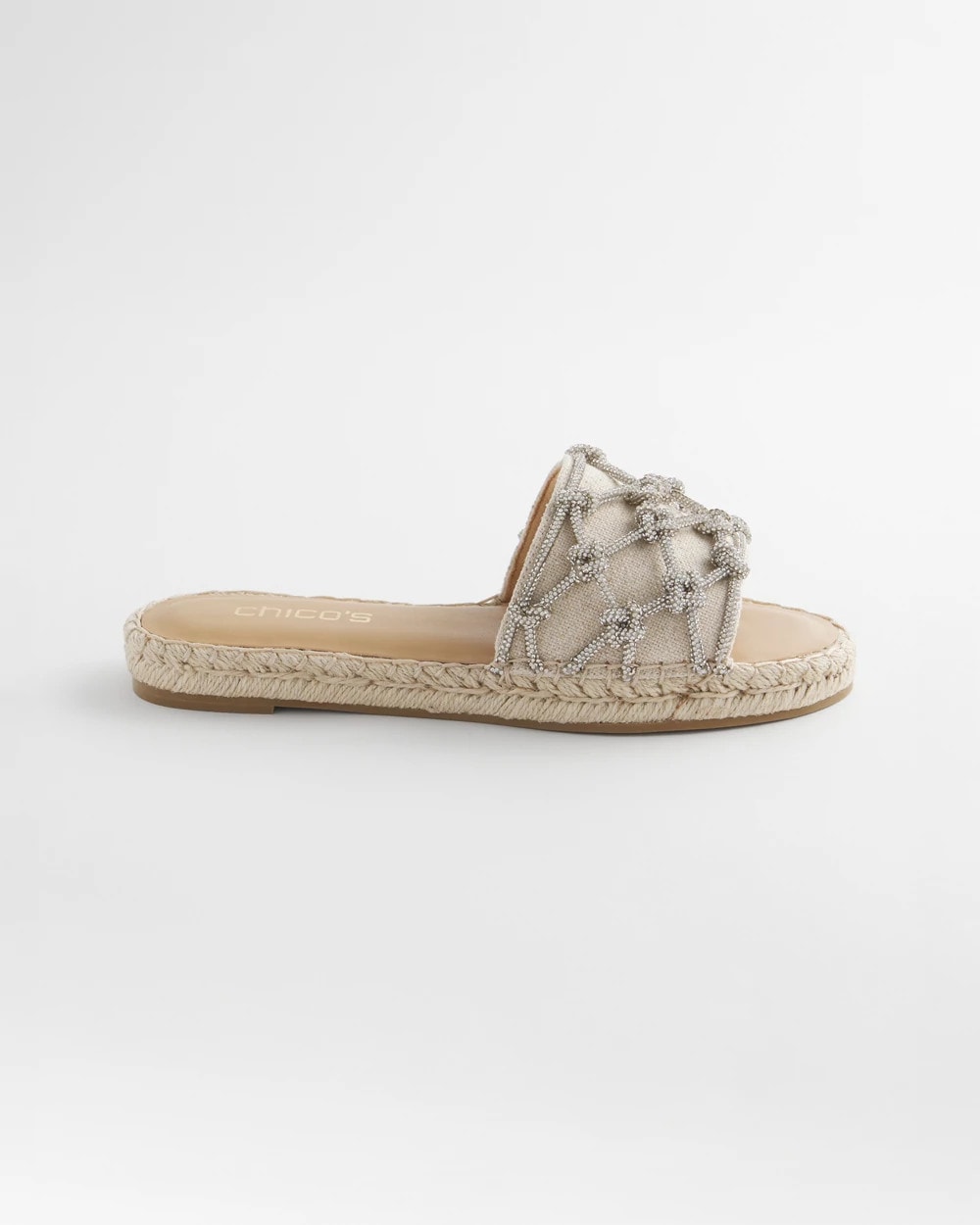 Chico's Linen Knotted Espadrille Slides Silver