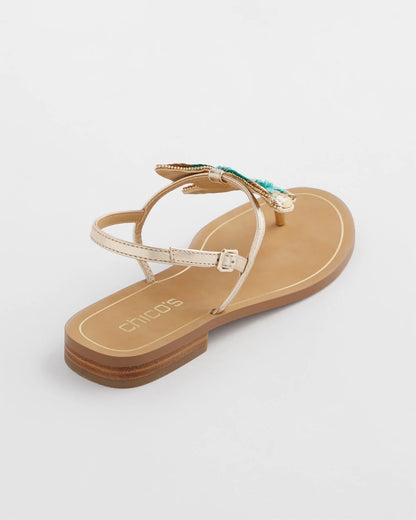 Chico's Butterfly T-Strap Sandal Metallic Multi