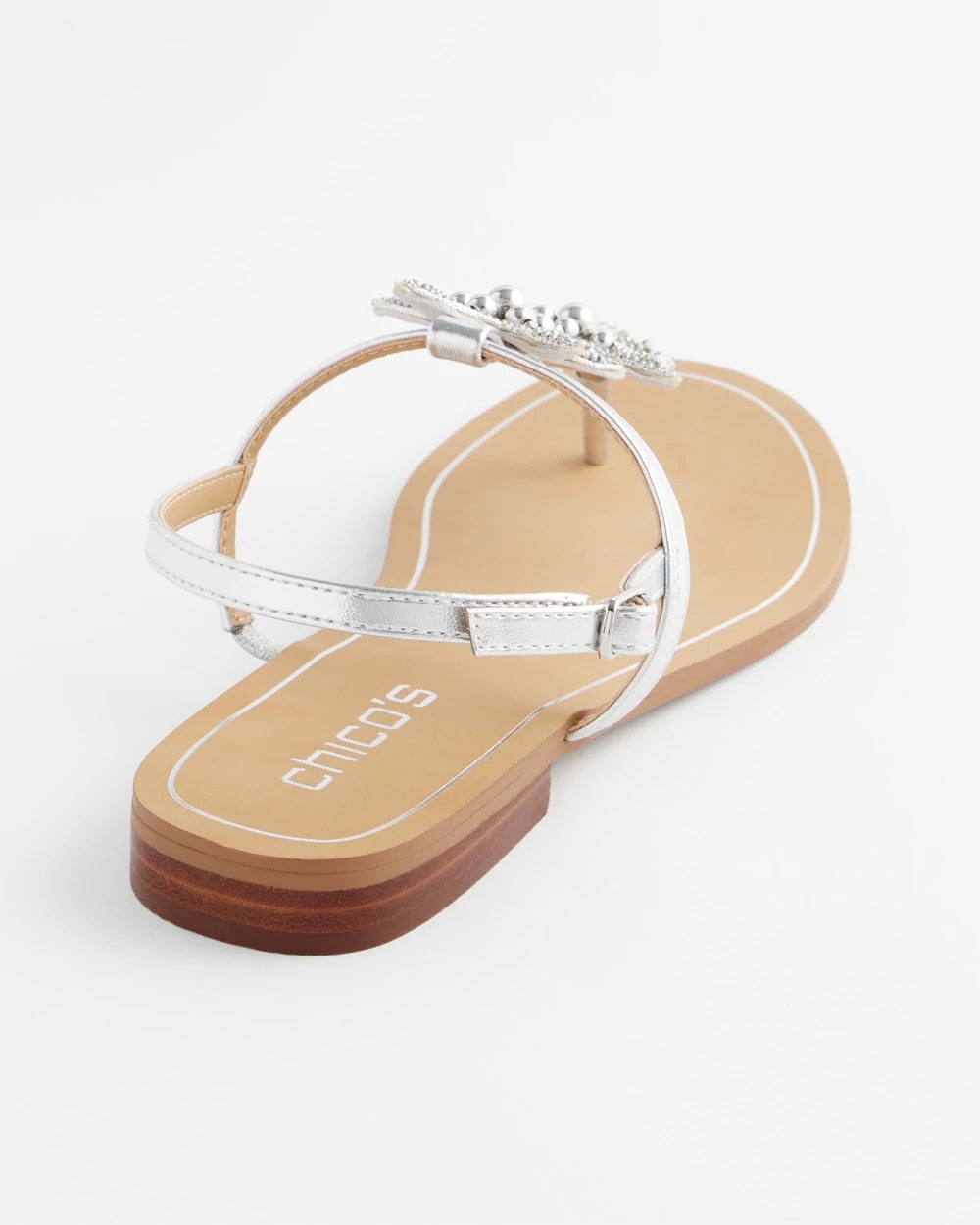 Chico's Beach Starfish T-Strap Sandals Silver