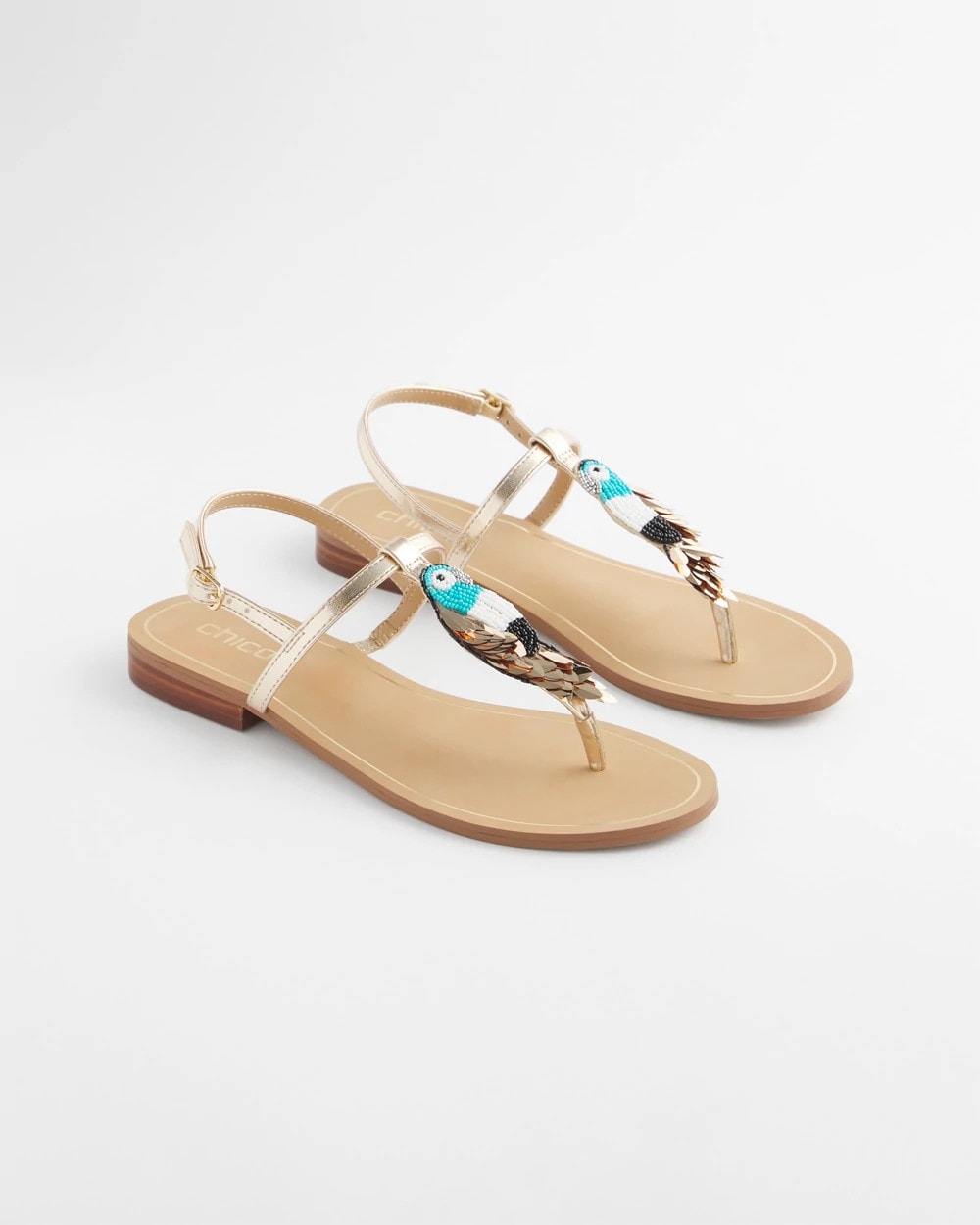 Chico's Beach Parrot T-Strap Sandals Multi