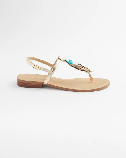 Chico's Beach Parrot T-Strap Sandals Multi