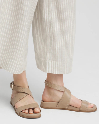Chico's Tan Leather Sandals Dark Natural
