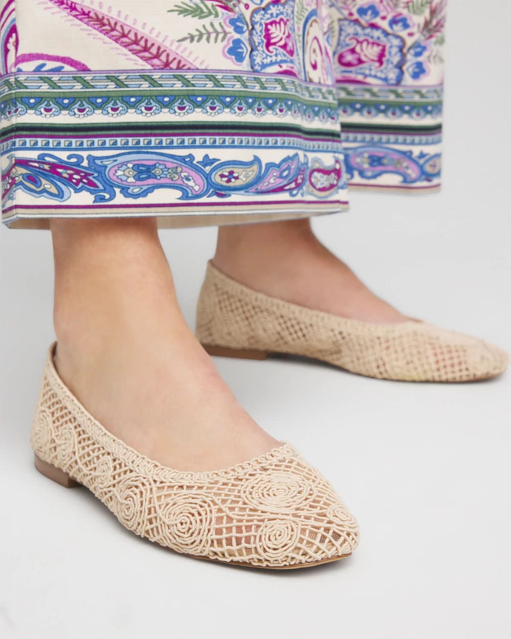 Chico's Cora Raffia Flats Natural