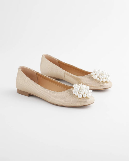 Chico's Olympia Pearl Ballet Flats Gold