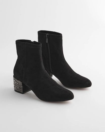 Chico's Embellished Destiny Art Deco Boot Heels Black