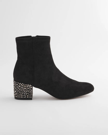 Chico's Embellished Destiny Art Deco Boot Heels Black