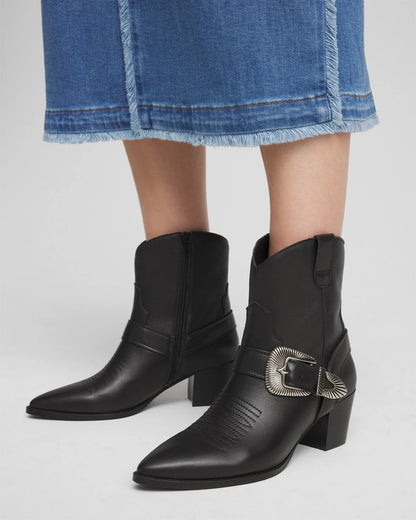Chico's Kris Western Buckle Boots Black