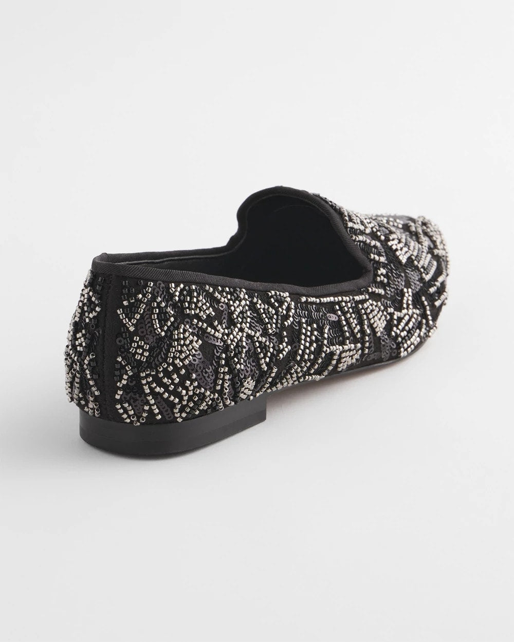 Chico's Gwyn Art Deco Beaded Flats Black