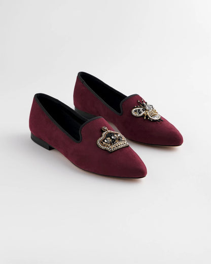 Chico's Grace Queen Bee Slip-On Loafers Blackened Burgundy