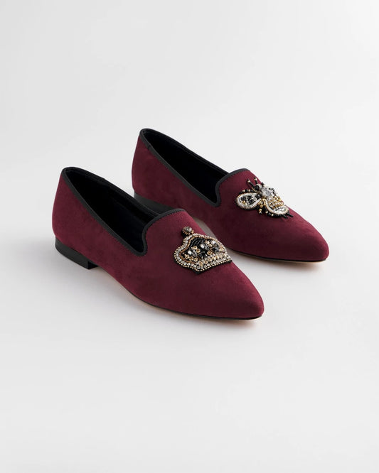 Chico's Grace Queen Bee Slip-On Loafers Blackened Burgundy