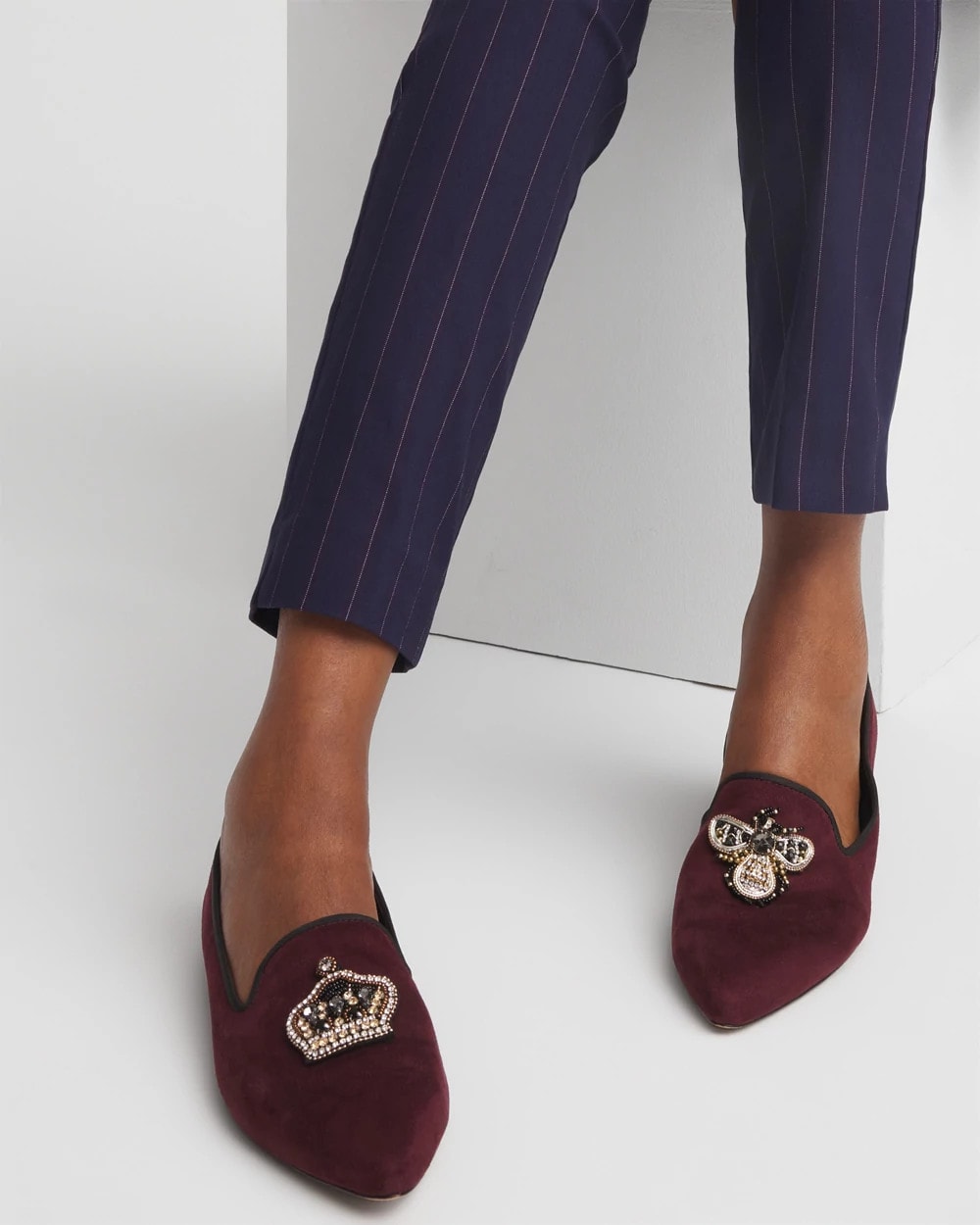 Chico's Grace Queen Bee Slip-On Loafers Blackened Burgundy