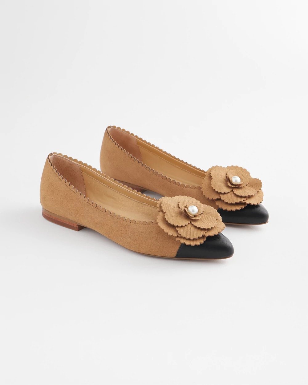 Chico's Microsuede Ballet Flats Caramel Apple