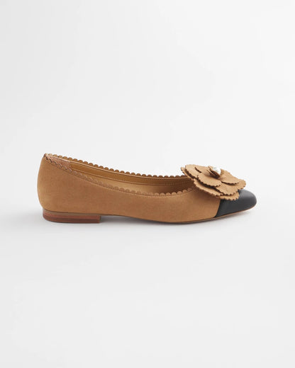 Chico's Microsuede Ballet Flats Caramel Apple