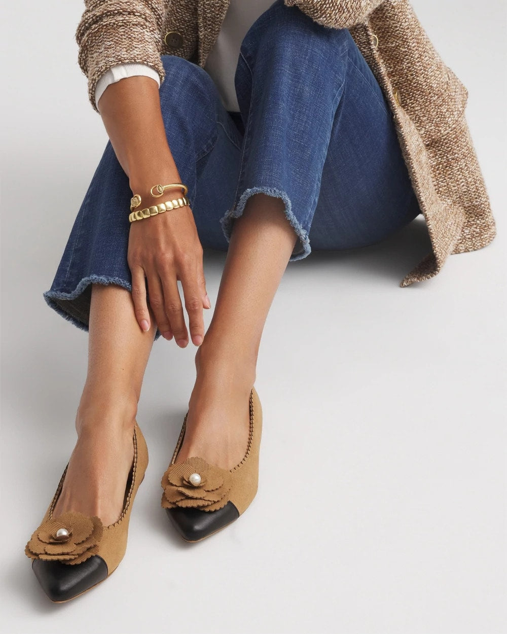 Chico's Microsuede Ballet Flats Caramel Apple