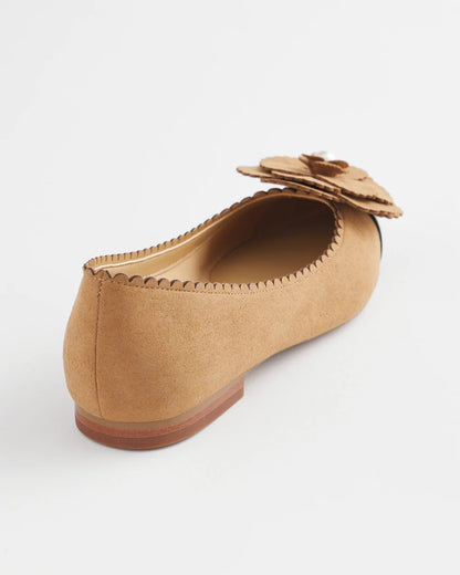 Chico's Microsuede Ballet Flats Caramel Apple