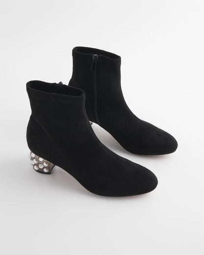 Chico's Danika Embellished Vegan Suede Boots Black