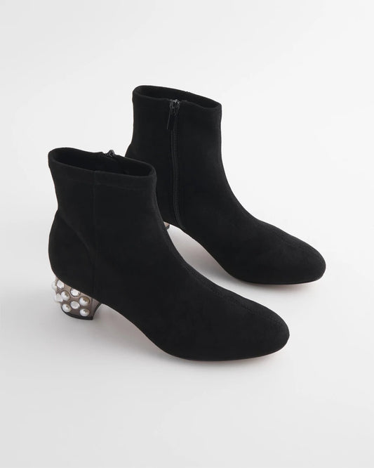 Chico's Danika Embellished Vegan Suede Boots Black