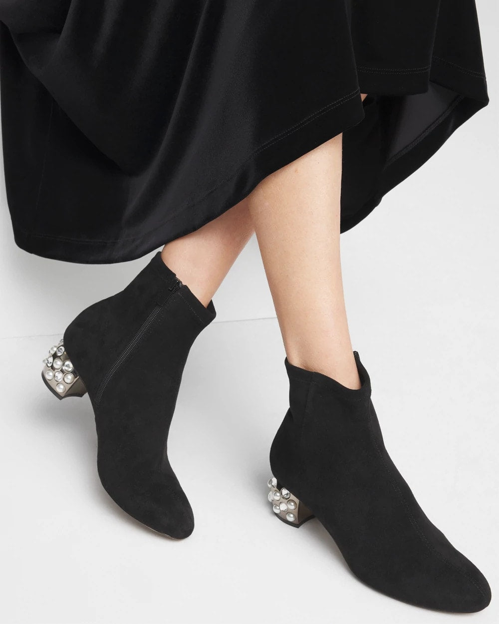 Chico's Danika Embellished Vegan Suede Boots Black