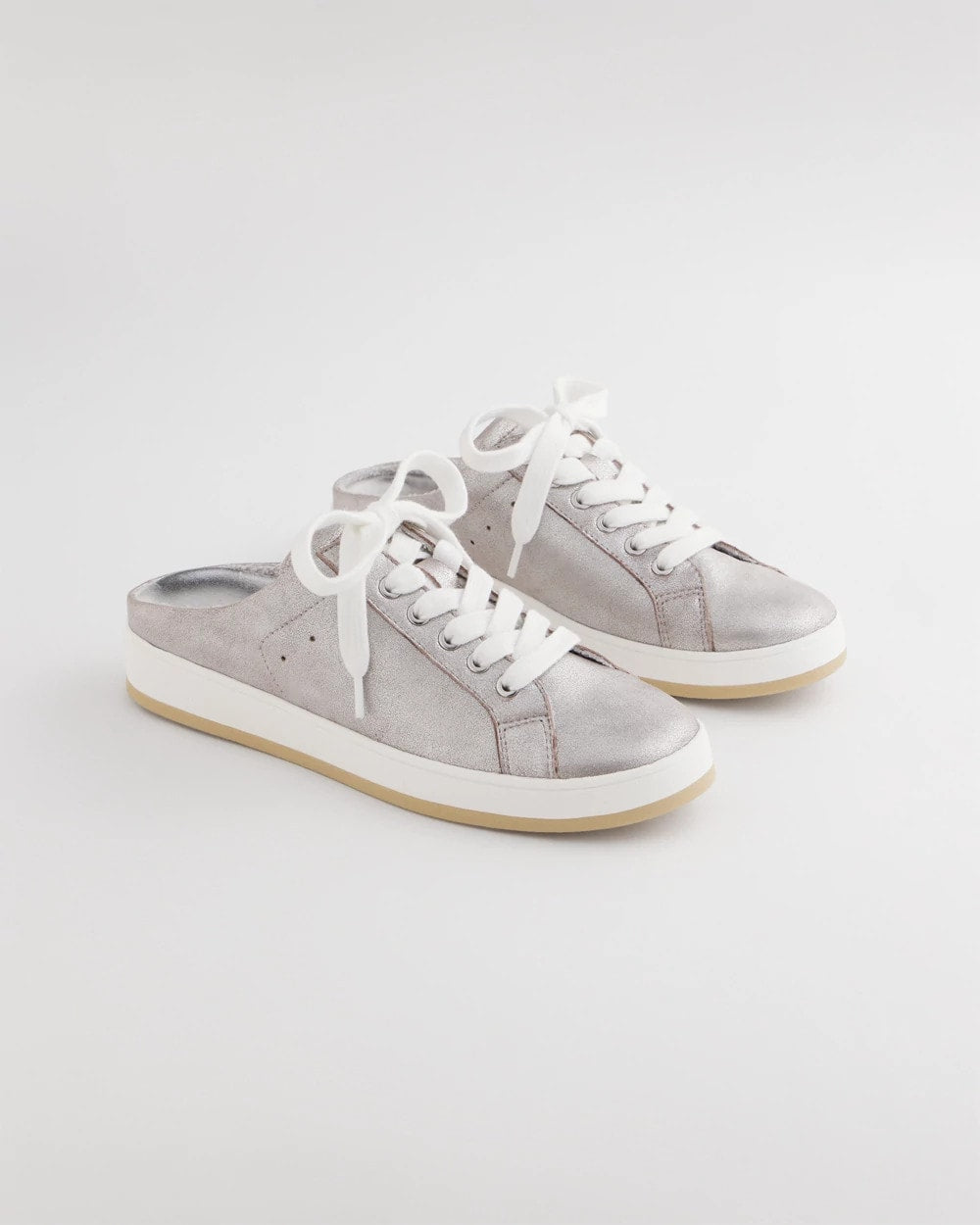Chico's Metallic Snap Slip-On Sneakers Metallic Silver