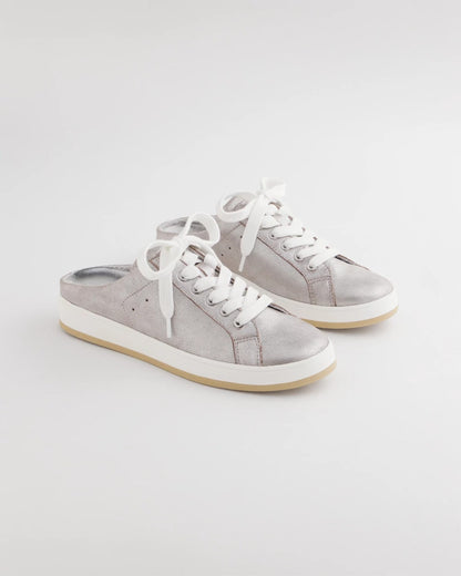 Chico's Metallic Snap Slip-On Sneakers Metallic Silver