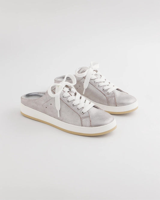 Chico's Metallic Snap Slip-On Sneakers Metallic Silver
