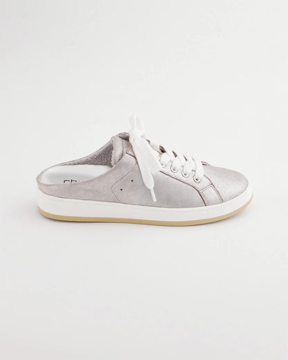 Chico's Metallic Snap Slip-On Sneakers Metallic Silver