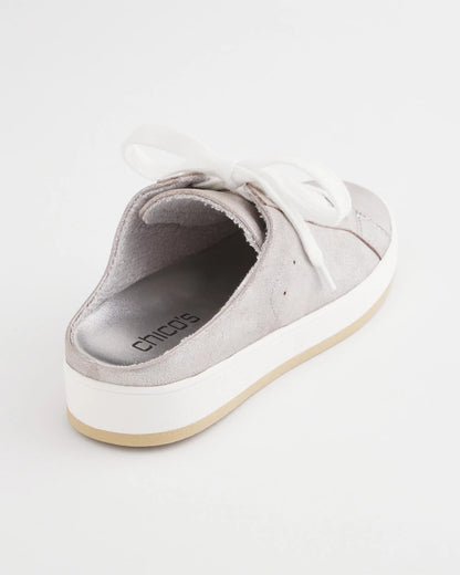 Chico's Metallic Snap Slip-On Sneakers Metallic Silver