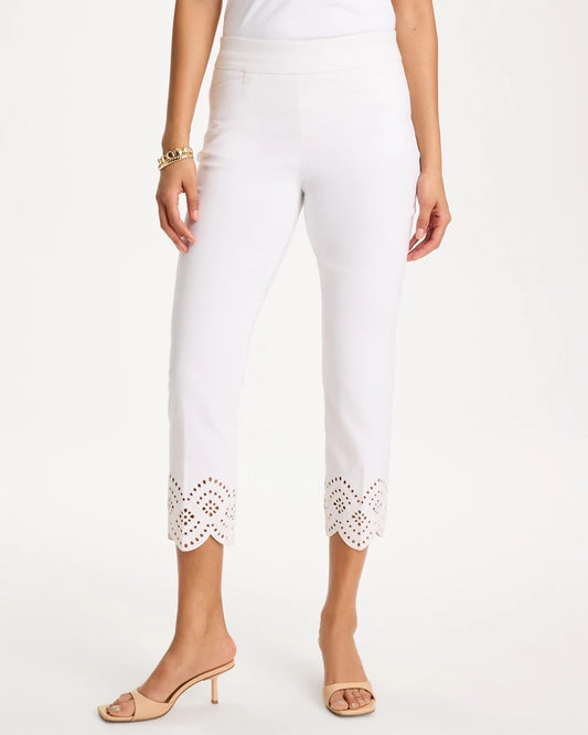 Chico's Petite Brigitte™ Slim Scalloped Ankle Pants Alabaster