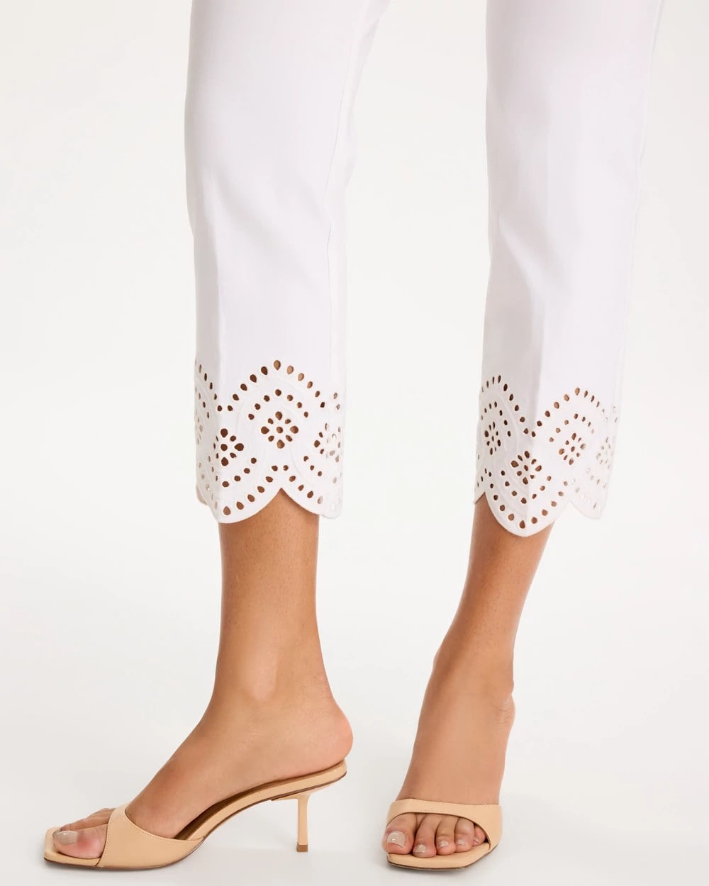 Chico's Petite Brigitte™ Slim Scalloped Ankle Pants Alabaster