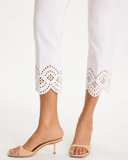Chico's Petite Brigitte™ Slim Scalloped Ankle Pants Alabaster