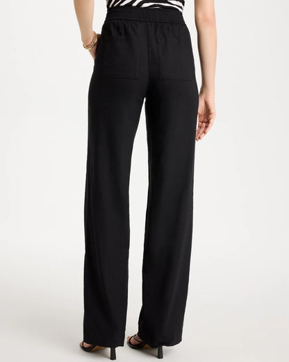 Chico's Pull-On Wide-Leg Linen Pants Black