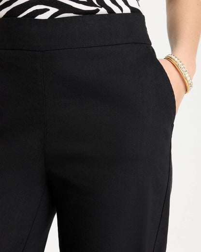 Chico's Pull-On Wide-Leg Linen Pants Black