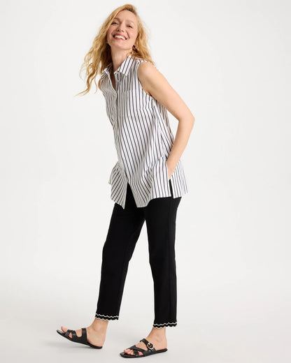 Chico's Contrast Scallop Brigitte™ Slim Crop Pant Black