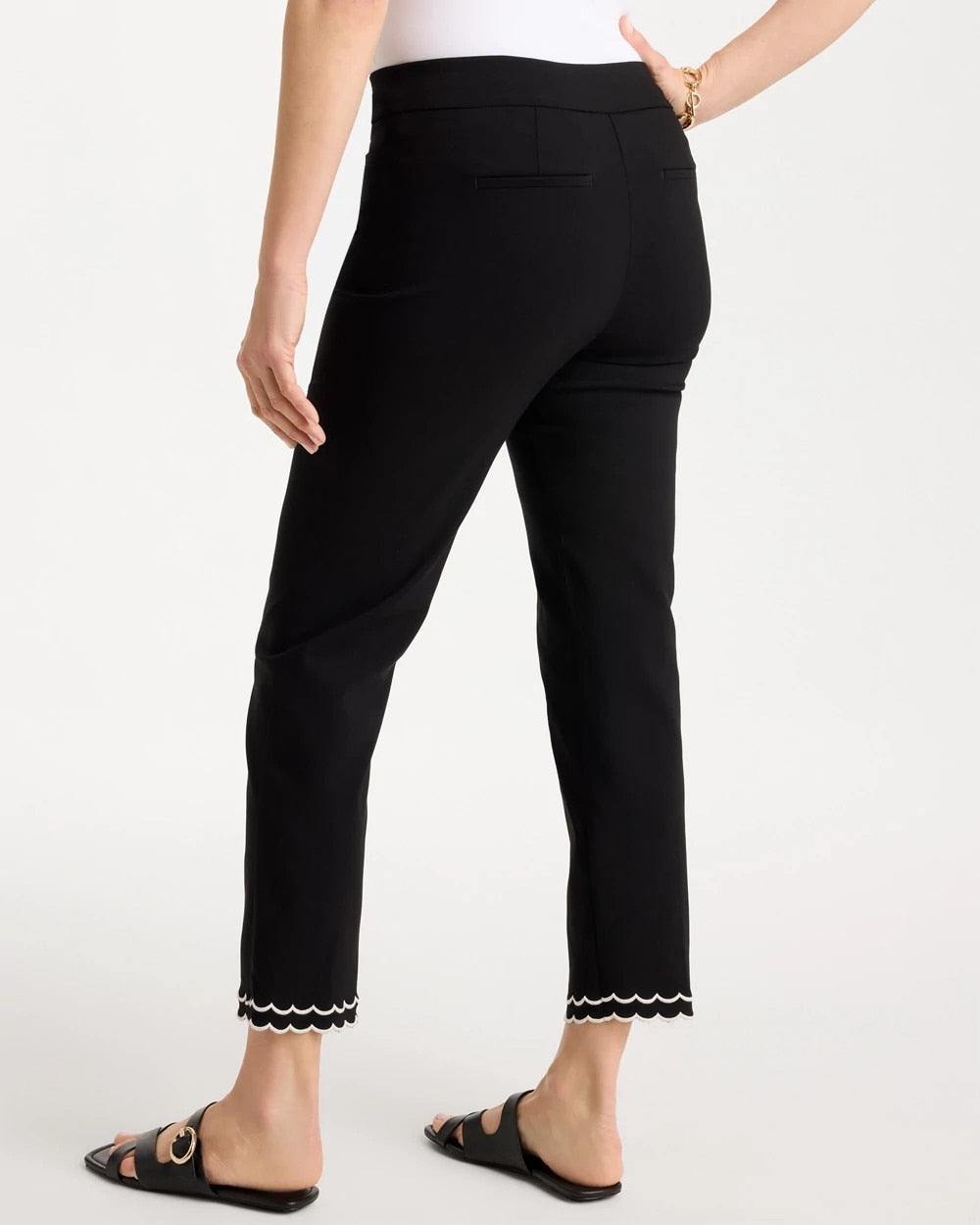 Chico's Contrast Scallop Brigitte™ Slim Crop Pant Black