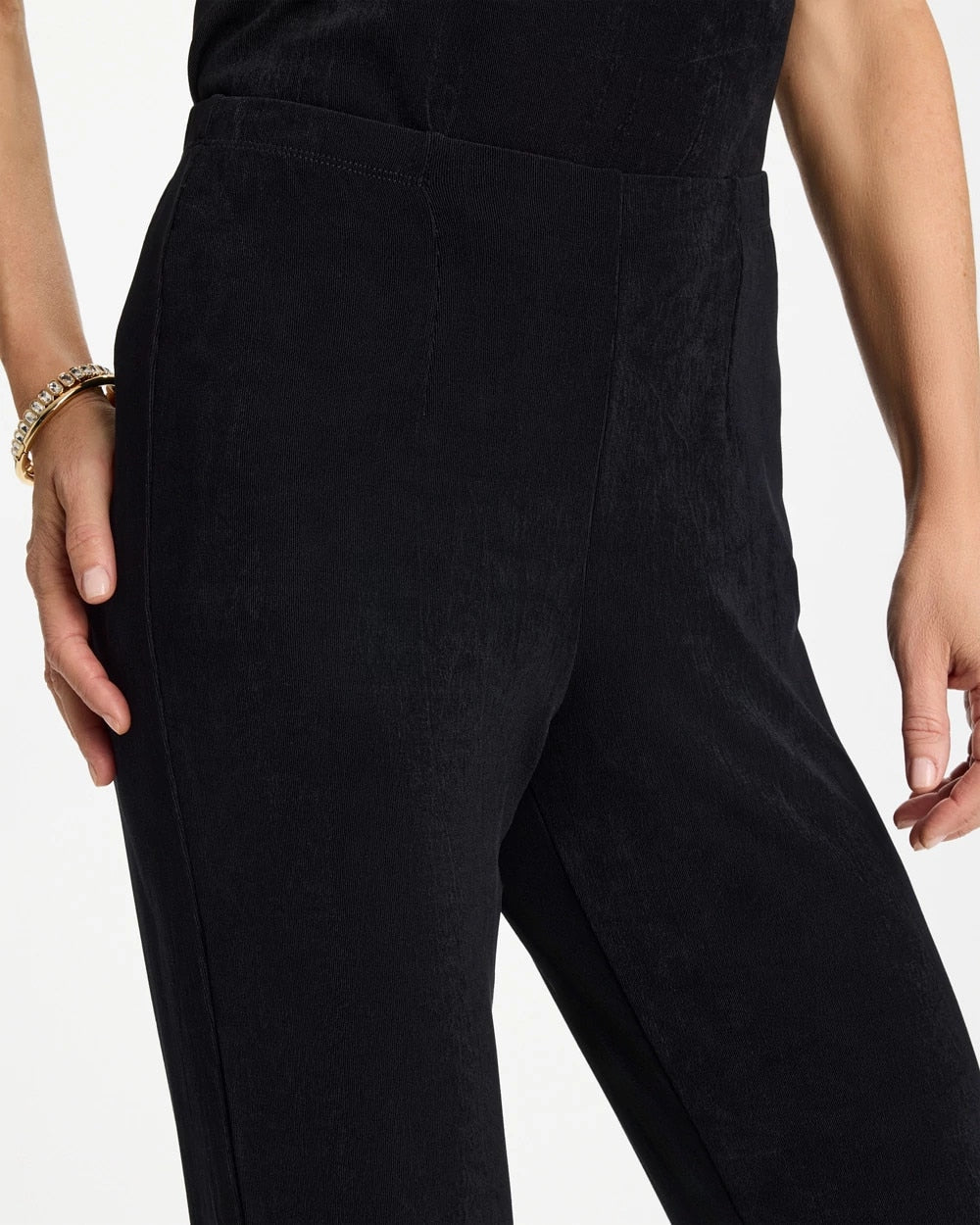 Chico's Petite Travelers™ Crinkle Textured Pants Black