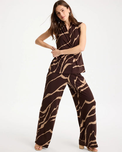 Chico's Travelers™ Zebra Knit Wide-Leg Pants Cocoa Bean