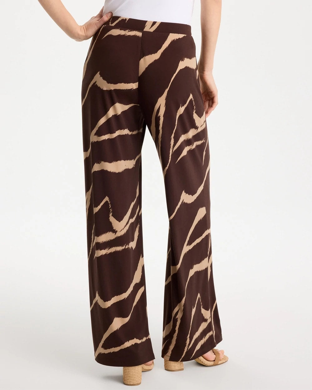 Chico's Travelers™ Zebra Knit Wide-Leg Pants Cocoa Bean