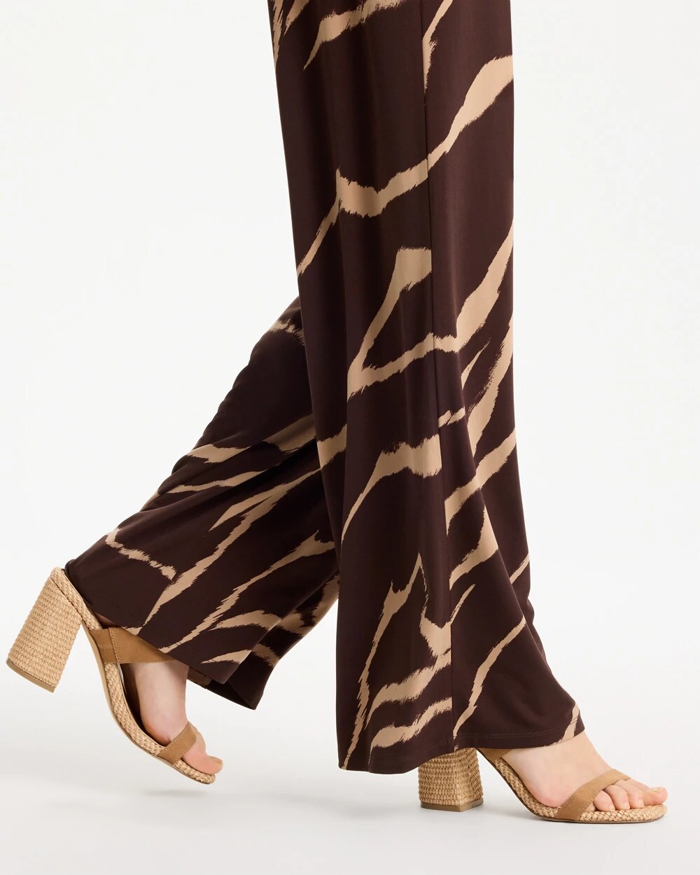 Chico's Travelers™ Zebra Knit Wide-Leg Pants Cocoa Bean