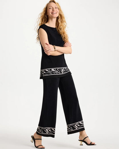 Chico's Travelers™ Abstract Zebra Cropped Pants Travelers Black