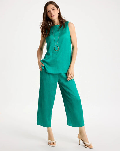 Chico's Petite Travelers™ Crinkle Textured Crop Pants Topanga Green