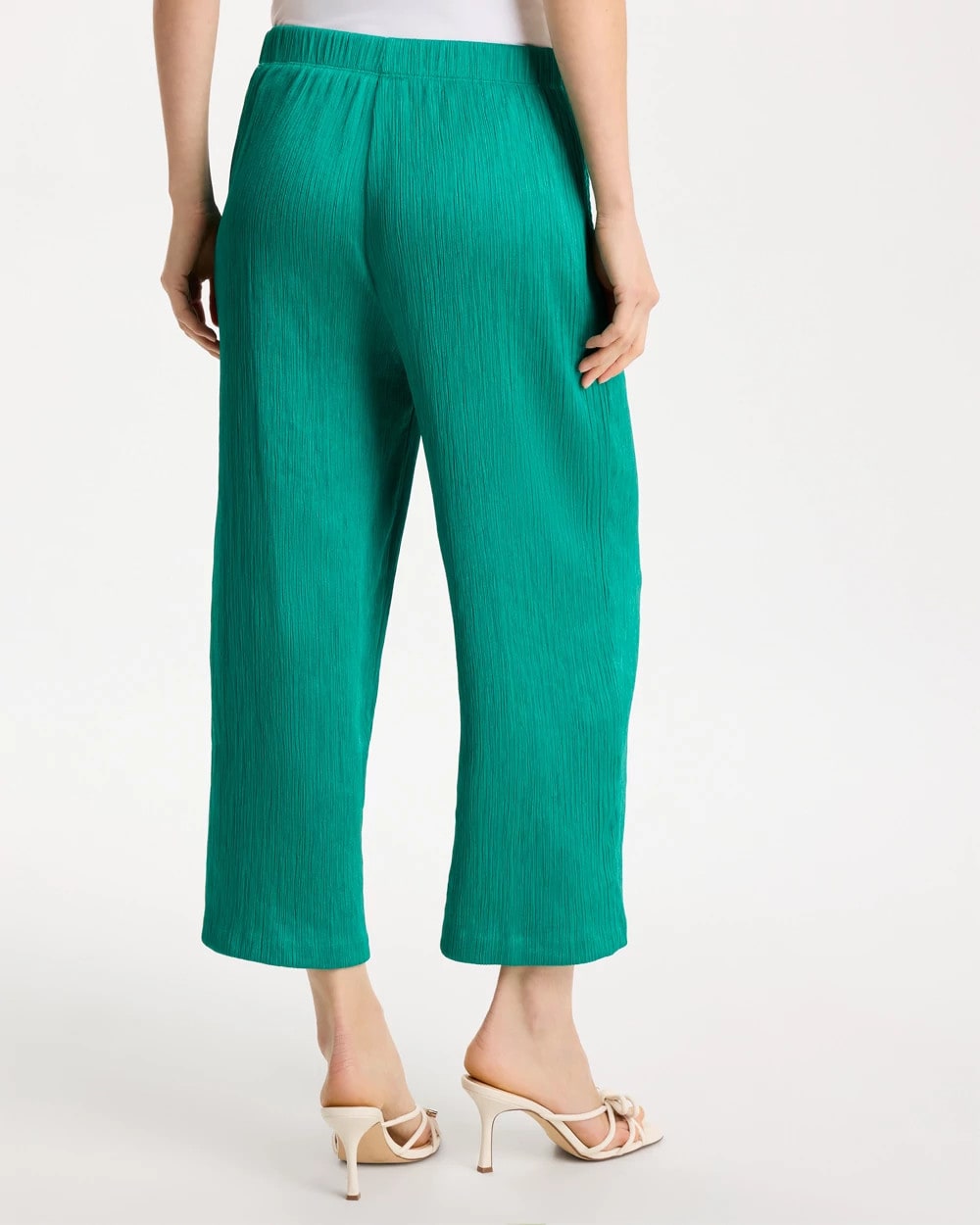 Chico's Petite Travelers™ Crinkle Textured Crop Pants Topanga Green