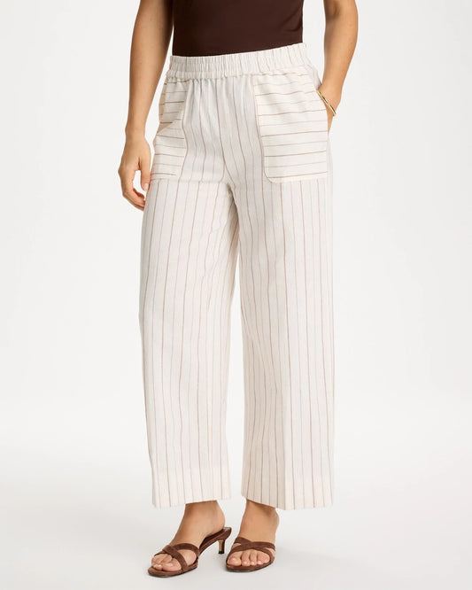 Chico's Pinstriped Linen-Cotton Crop Pant Natural