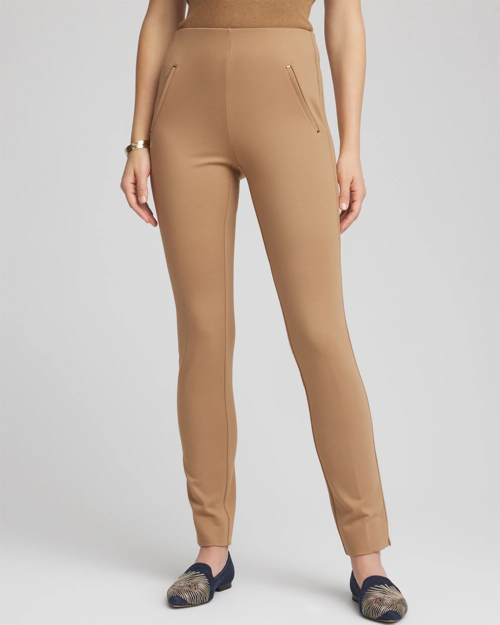 Chico's Juliet Slim Trim Detail Pants Caramel Apple