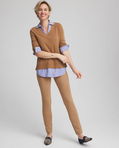 Chico's Juliet Slim Trim Detail Pants Caramel Apple