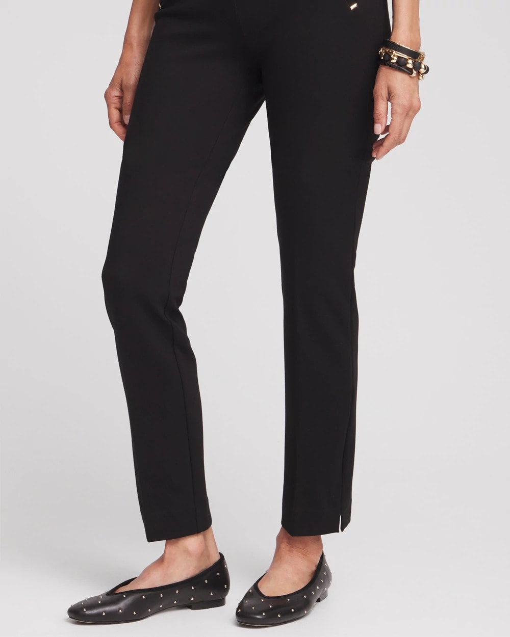 Chico's Juliet Slim Trim Detail Ankle Pants Black